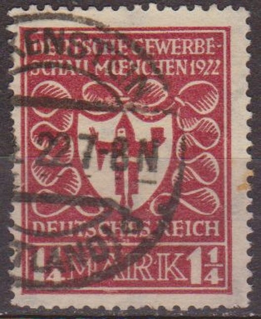 Alemania 1922 Scott 212 Sello º Escudo de Armas de Munich 1 1/4m Deutsches Reich Allemagne Duitsland Germania Germany Alemagne Deutschland